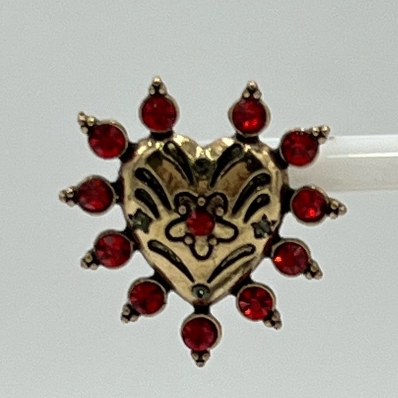 BETSEY JOHNSON Sparkling Red & Gold Hearts POST EARRINGS! - Picture 8 of 14